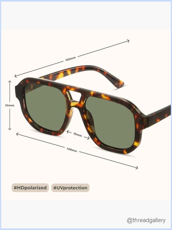 Polarized Square Aviator Sunglasses UV400 Protection Retro Oversized Shades main image 6